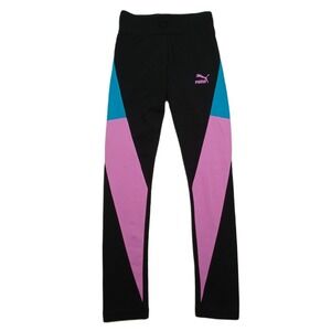 Puma Way 1 Leggings Womens XS Black Pink Teal Athletic Workout‎ NEW